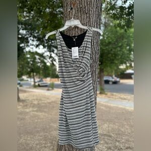 Anthropologie Black and White Striped Midi Dress